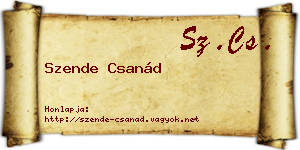 Szende Csanád névjegykártya